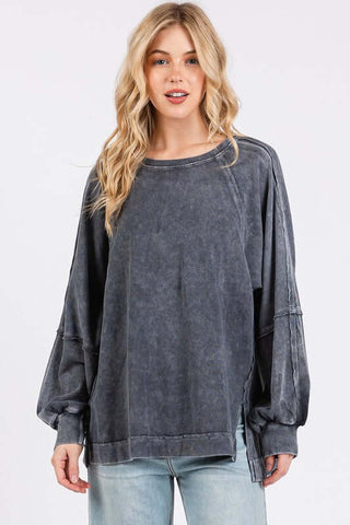 Mittoshop Mineral Wash Raglan Long Sleeve Oversized Top - 1985 the VAULT Boutique