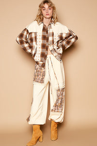 POL Plaid & Star Patchwork Contrast Long Sleeve Shacket - 1985 the VAULT Boutique