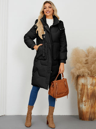 Long Sleeve Longline Hooded Winter Coat - 1985 the VAULT Boutique