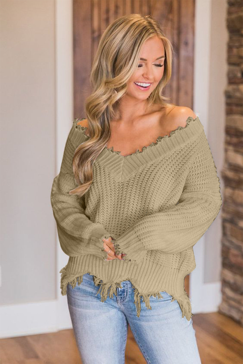 Frayed Hem Dropped Shoulder Sweater - 1985 the VAULT Boutique