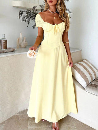 Devine Sweetheart Neck Short Sleeve Maxi Dress - 1985 the VAULT Boutique