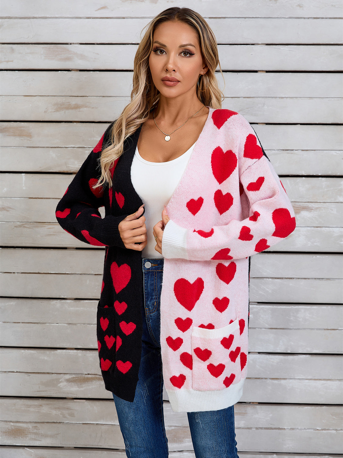 Angel Wings Heart Open Front Long Sleeve Cardigan - 1985 the VAULT Boutique