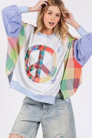 SAGE + FIG Contrast Peace Patch Dropped Shoulder Sweatshirt - 1985 the VAULT Boutique