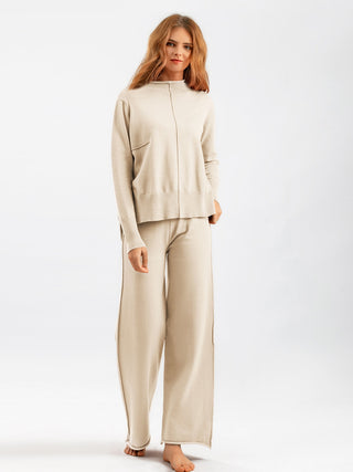 Basic Bae Mock Neck Long Sleeve Top and Pants Sweater Set - 1985 the VAULT Boutique