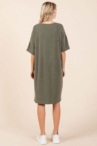 Mittoshop Urban Rib Knit Short Sleeve Tee Dress - 1985 the VAULT Boutique