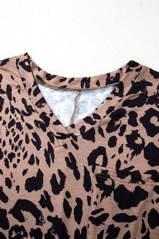 Leopard V-Neck Half Sleeve T-Shirt - 1985 the VAULT Boutique