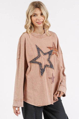 Mittoshop Mineral Wash Star Patch Long Sleeve T-Shirt - 1985 the VAULT Boutique