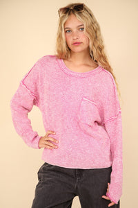 VERY J Mineral Washed Exposed Seam Sweater - 1985 the VAULT Boutique