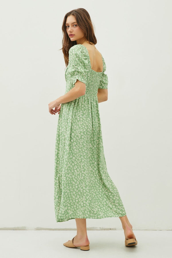 Be Cool Floral Smocked Back Slit Dress - Happily Ever Atchison Shop Co.