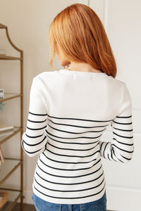 Be Still V-Neck Striped Sweater - Happily Ever Atchison Shop Co.