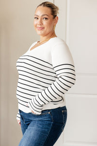 Be Still V-Neck Striped Sweater - Happily Ever Atchison Shop Co.