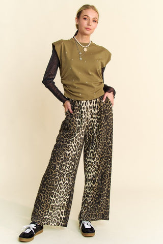 Davi & Dani Leopard Wide Leg Pants - 1985 the VAULT Boutique