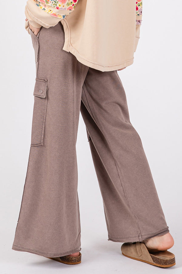 SAGE + FIG Knit Terry Mineral Wash Wide Leg Pants - 1985 the VAULT Boutique