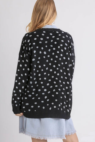 Umgee Polka Dot Open Front Drop Shoulder Cardigan - 1985 the VAULT Boutique