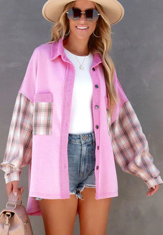 Plaid Button Up Shacket with Chest Pockets - 1985 the VAULT Boutique