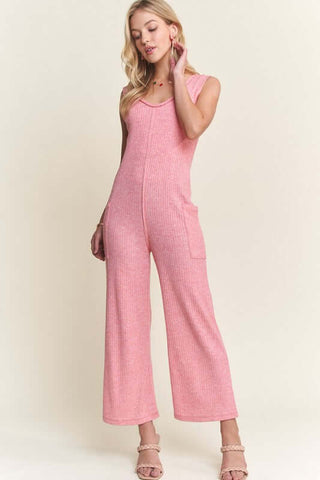 ADORA Ribbed V-Neck Wide Leg Jumpsuit with Pockets - 1985 the VAULT Boutique