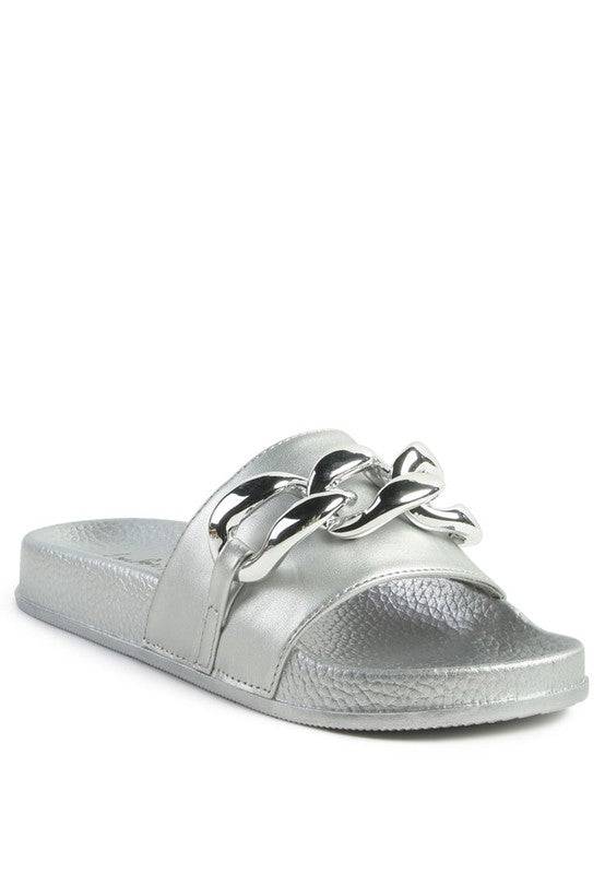 ISHTAR METALLIC CHAIN METAL SLID FLATS - 1985 the VAULT Boutique