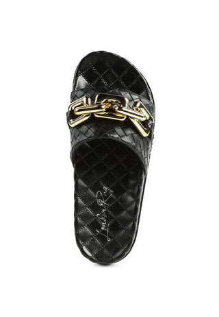 MIAMI SHOT BLING CHAIN STRAP WOVEN SLIP ON FLATS - 1985 the VAULT Boutique