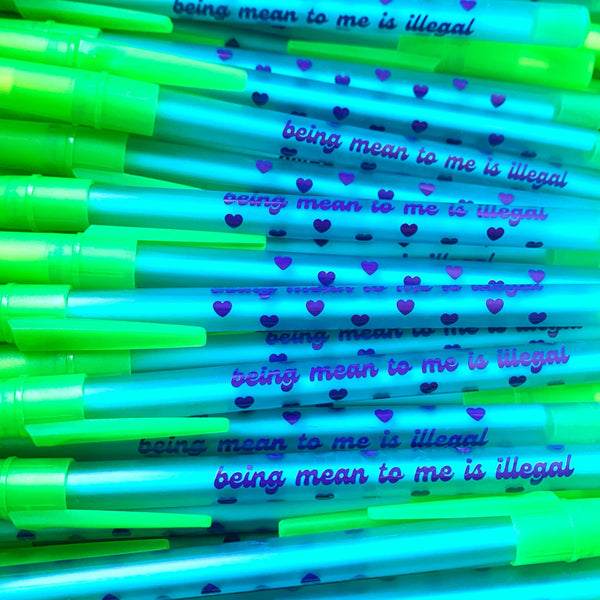 Being Mean To Me Is Illegal Ballpoint Pen - Happily Ever Atchison Shop Co.