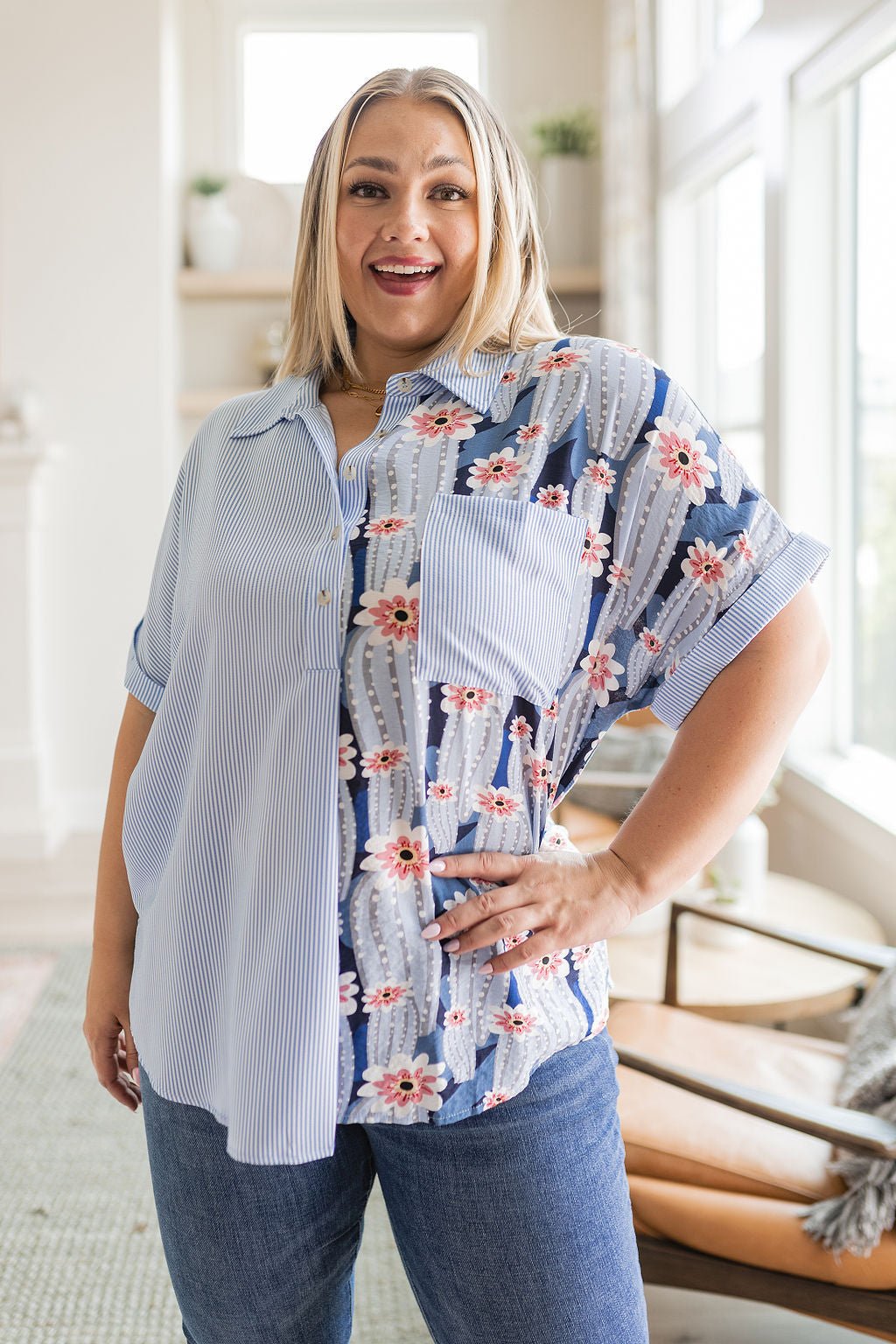 Best Of Both Worlds Button Down Top - Happily Ever Atchison Shop Co.