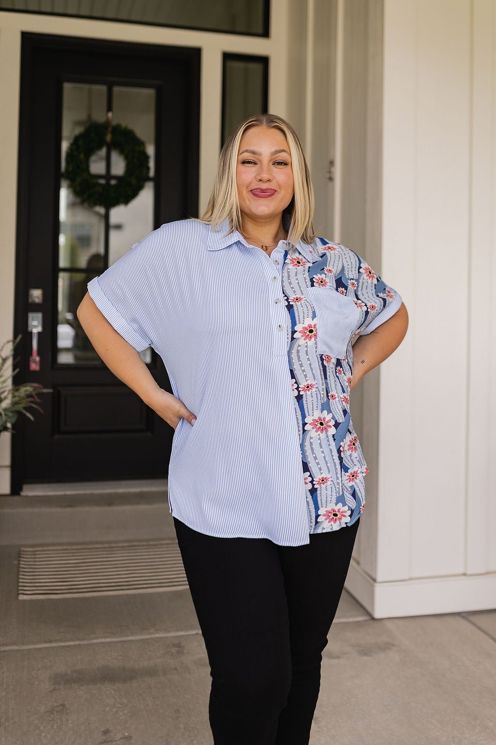 Best Of Both Worlds Button Down Top - Happily Ever Atchison Shop Co.