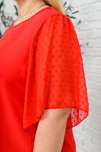 Best Of My Love Short Sleeve Blouse In Red - Happily Ever Atchison Shop Co.