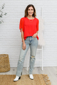 Best Of My Love Short Sleeve Blouse In Red - Happily Ever Atchison Shop Co.