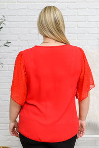 Best Of My Love Short Sleeve Blouse In Red - Happily Ever Atchison Shop Co.