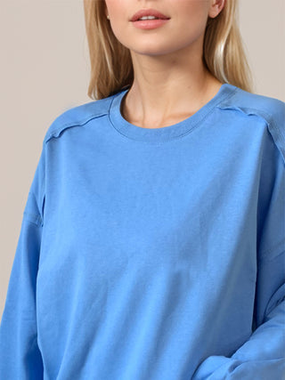 Exposed Seam Round Neck Long Sleeve Sweatshirt - 1985 the VAULT Boutique