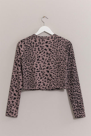 HYFVE Animal Print Snap Down Crop Cardigan - 1985 the VAULT Boutique