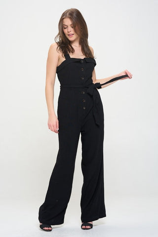 SLEEVELESS ADJUSTABLE STRAP BUTTON DOWN JUMPSUIT - 1985 the VAULT Boutique