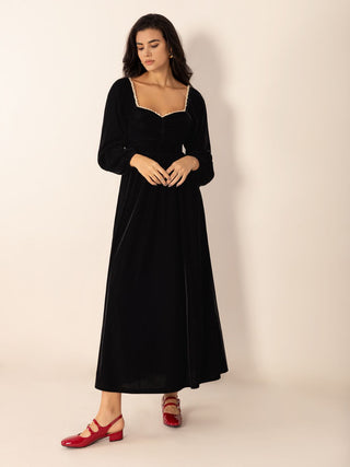 Sweetheart Neck Long Sleeve Midi Dress - 1985 the VAULT Boutique