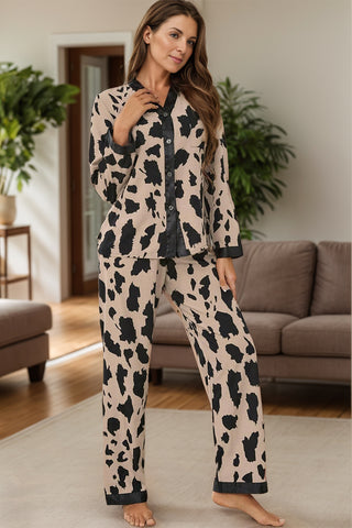 Button Up Long Sleeve Top and Pants Lounge Set - 1985 the VAULT Boutique