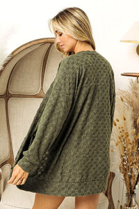 BiBi Checkered Long Sleeve Open Front Cardigan - Happily Ever Atchison Shop Co.