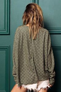 BiBi Checkered Thumbhole Long Sleeve T-Shirt - Happily Ever Atchison Shop Co.