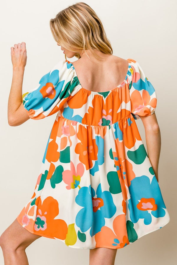 BiBi Floral Puff Sleeve Mini Dress - Happily Ever Atchison Shop Co.