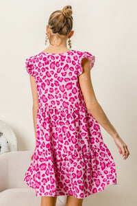 BiBi Leopard Cap Sleeve Tiered Mini Dress - Happily Ever Atchison Shop Co.