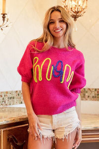 BiBi MOM Contrast Round Neck Sweater - Happily Ever Atchison Shop Co.