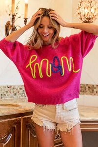 BiBi MOM Contrast Round Neck Sweater - Happily Ever Atchison Shop Co.