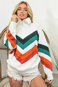 BiBi Multi Color Chevron Pattern Sweater - Happily Ever Atchison Shop Co.