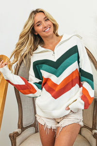 BiBi Multi Color Chevron Pattern Sweater - Happily Ever Atchison Shop Co.