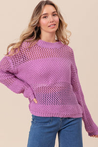 BiBi Openwork Long Sleeve Knit Top - Happily Ever Atchison Shop Co.