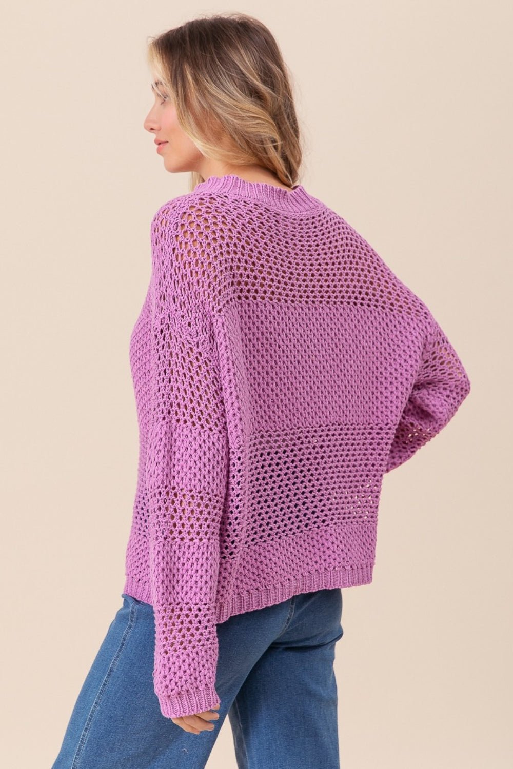 BiBi Openwork Long Sleeve Knit Top - Happily Ever Atchison Shop Co.