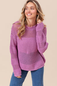 BiBi Openwork Long Sleeve Knit Top - Happily Ever Atchison Shop Co.