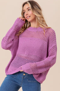 BiBi Openwork Long Sleeve Knit Top - Happily Ever Atchison Shop Co.