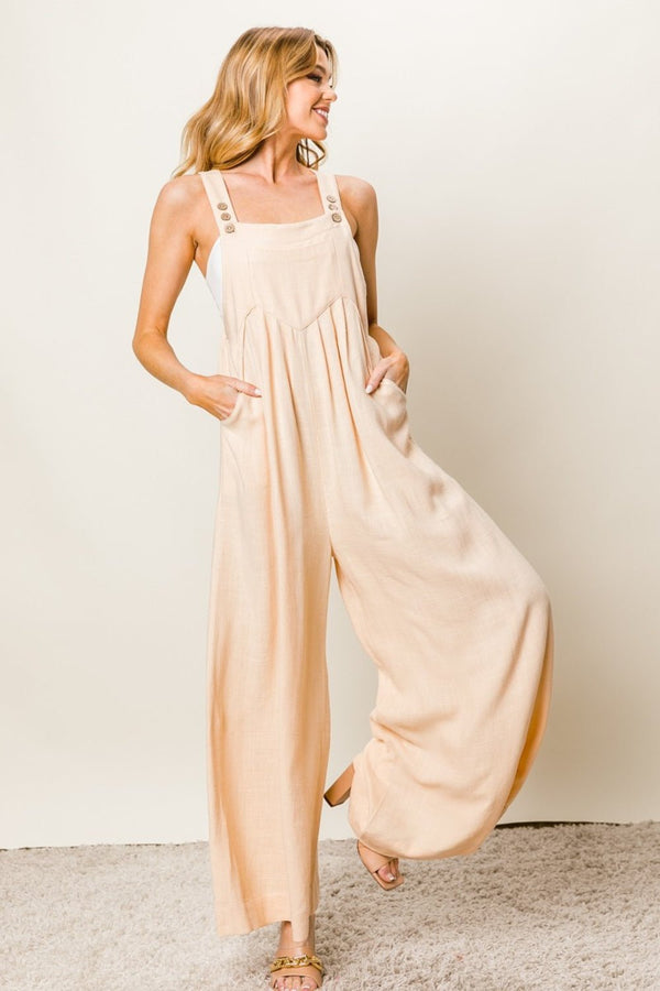 BiBi Texture Sleeveless Wide Leg Jumpsuit - Happily Ever Atchison Shop Co.