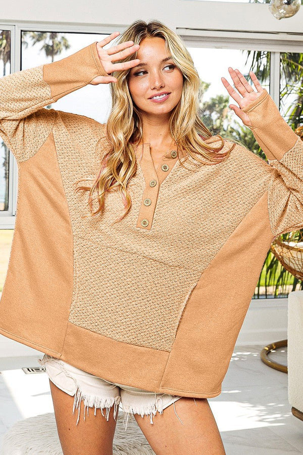 BiBi Thumb Opening Long Sleeve Top with Kangaroo Pocket - Happily Ever Atchison Shop Co.