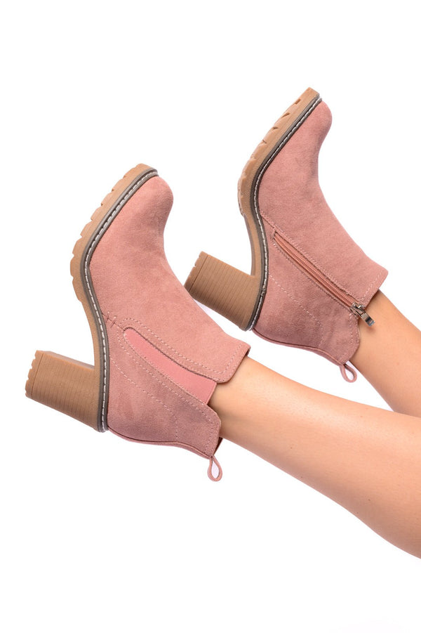 Bite Me Bootie in Blush Faux Suede - Happily Ever Atchison Shop Co.