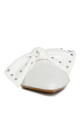 Makeover Studded Bow Flat Mules - 1985 the VAULT Boutique