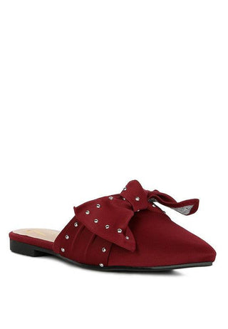 Makeover Studded Bow Flat Mules - 1985 the VAULT Boutique